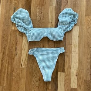 NWT Abercrombie & Fitch Green Gingham Bikini size S